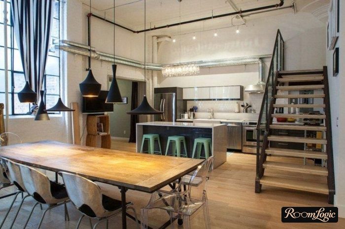 open communications on the loft kitchen ceiling