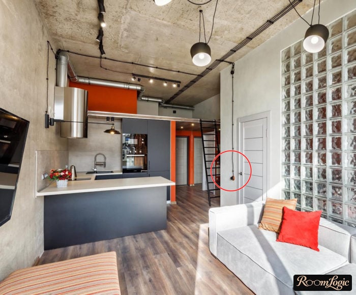 open wiring in a loft-style kitchen