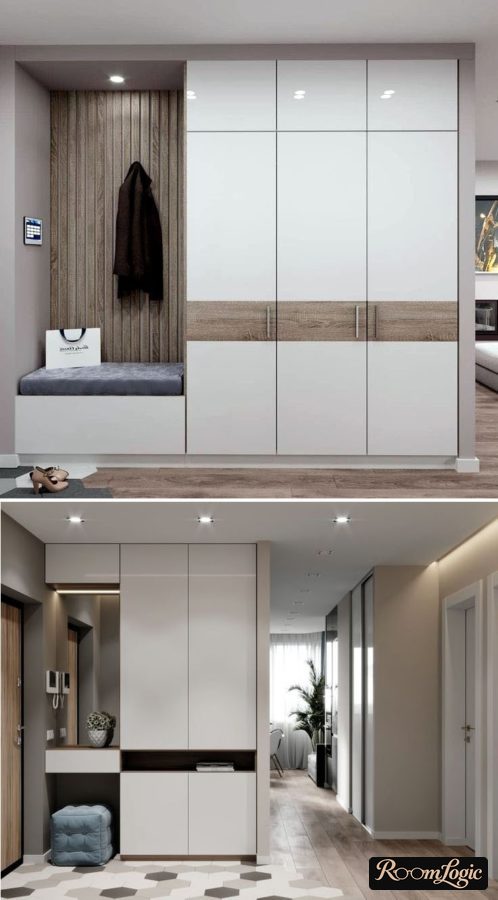 Variants of modern design for an entryway in an apartment entryway