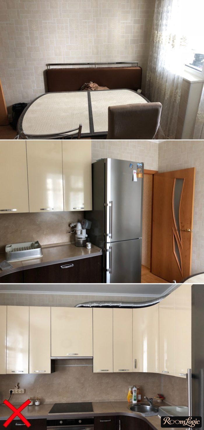 outdated kitchen wall paper with small rectangles