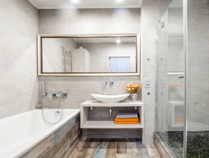Painted-wood-look tile