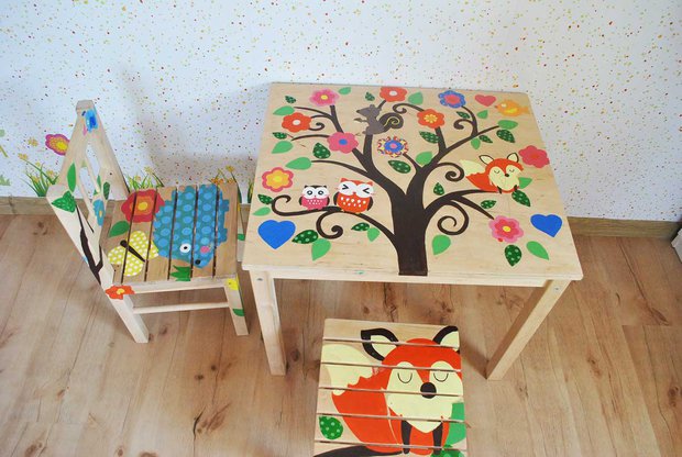 painted wooden kids' table