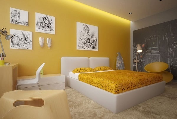 painted yellow walls