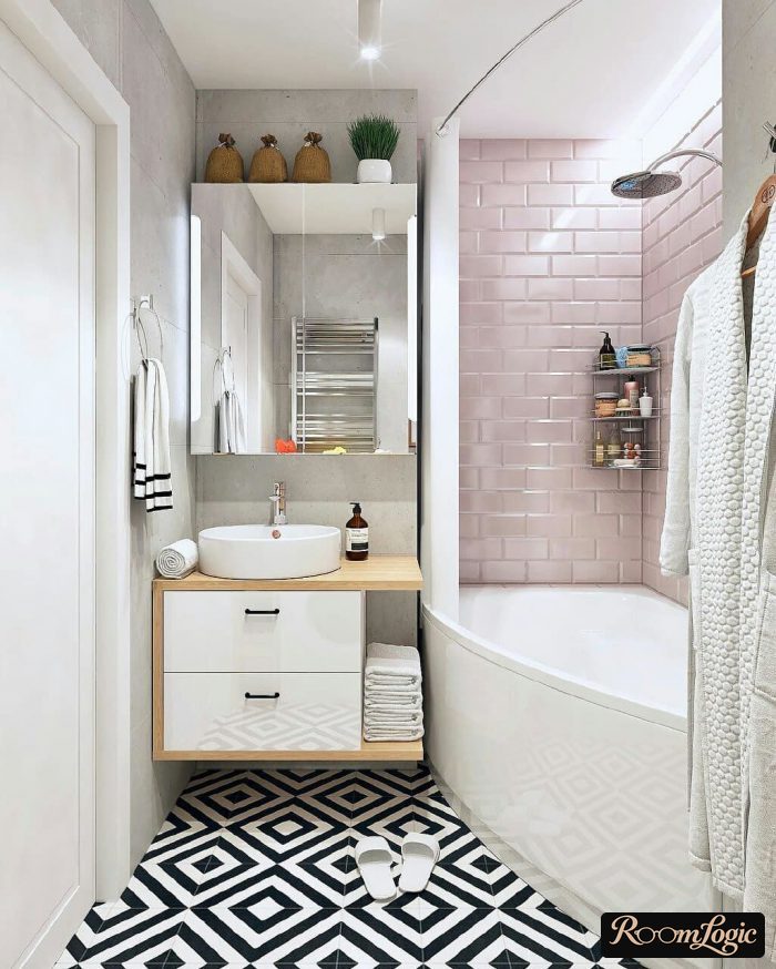 pale pink in the bathroom