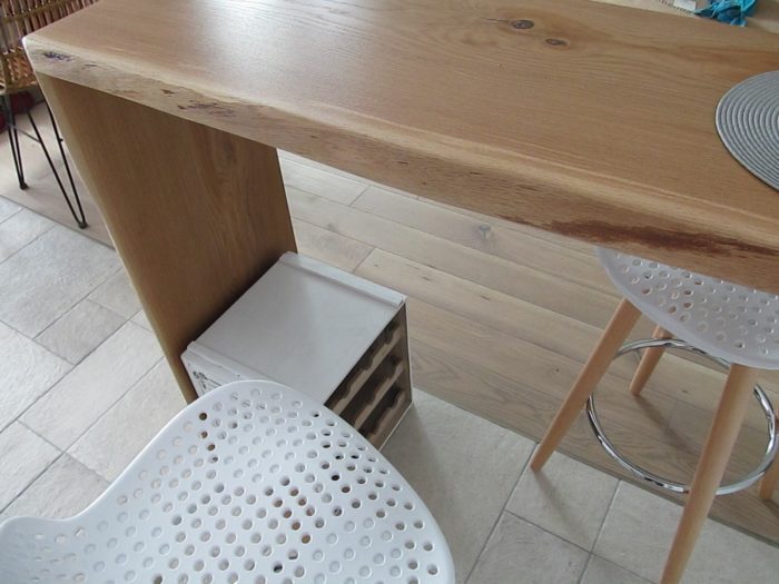 parquet and tile junction on the kitchen