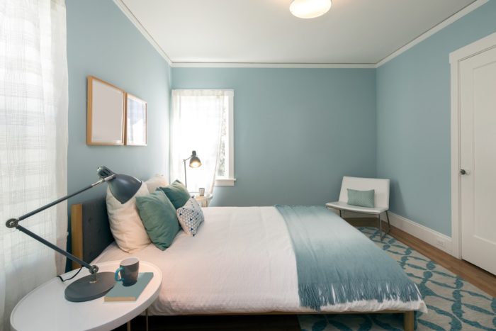 pastel blue color in the bedroom
