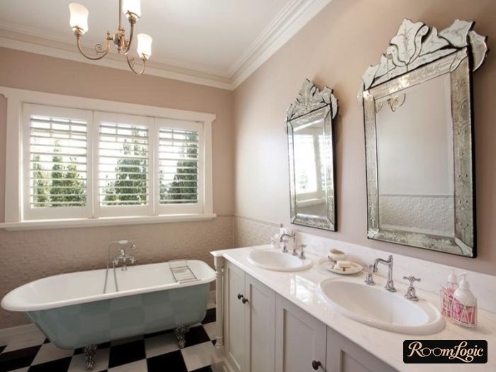 pastel brown bathroom in provence style