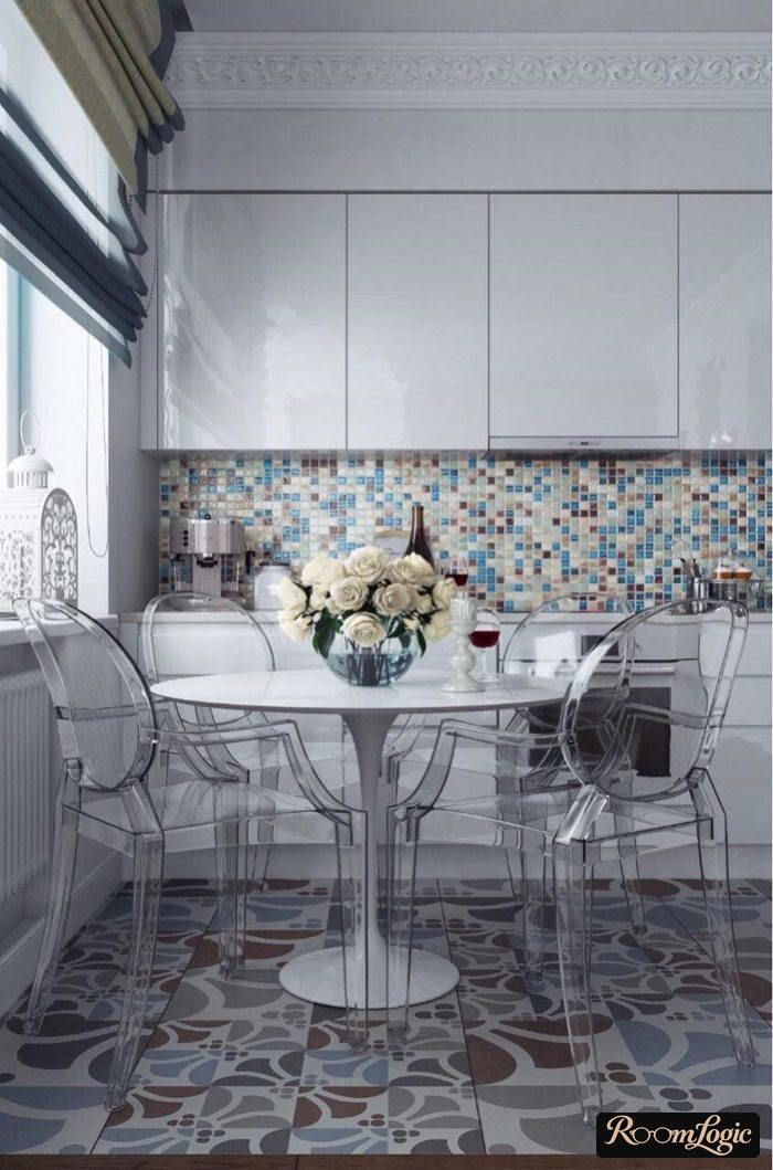 pastel colors combination in kitchen interior