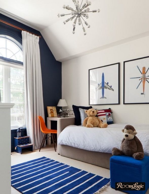 photo of airplane and helicopter in boy's room