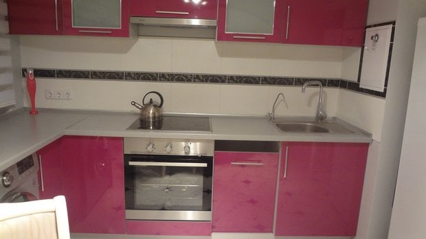pink kitchen cabinets for small kitchen