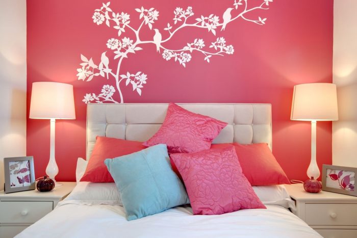 pink walls in the bedroom