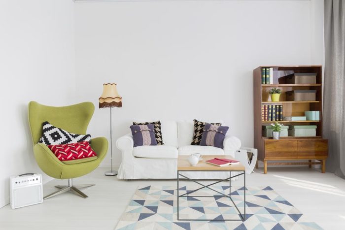 pistachio green armchair in scandi style