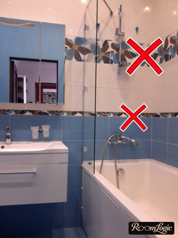 plain bathroom in a tiny apartment with no decorations or trim
