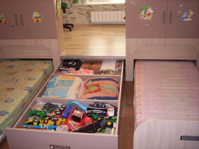 platform in the kids' room for two boys