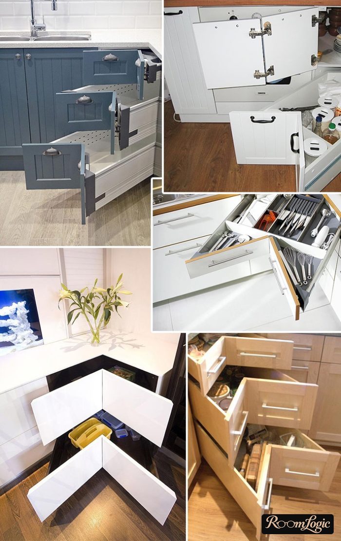 pull-out corner drawer with soft-close for kitchen