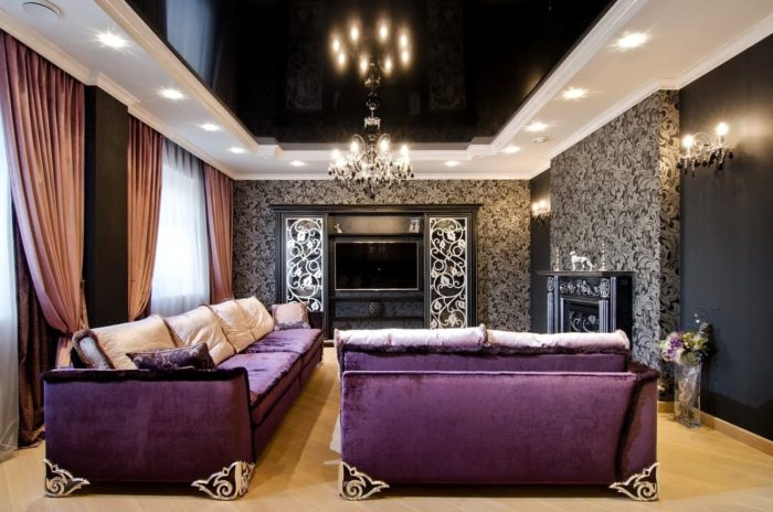 Purple Art Deco living room