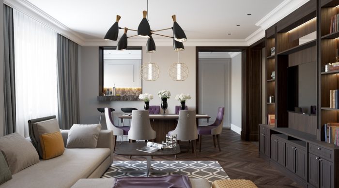 purple chairs with canvas webbing in art deco