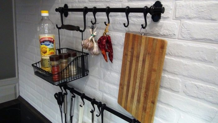 rail on backsplash in small kitchen
