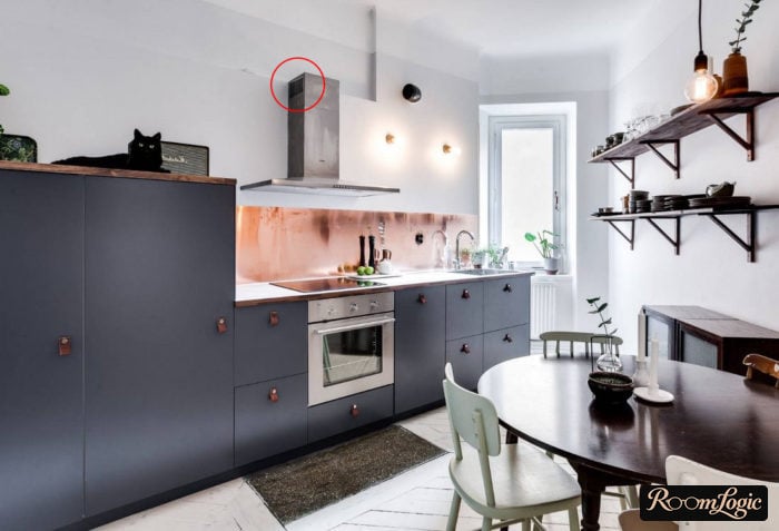 range hood in recirculation mode without exhaust to the ventilation system so no ductwork is needed