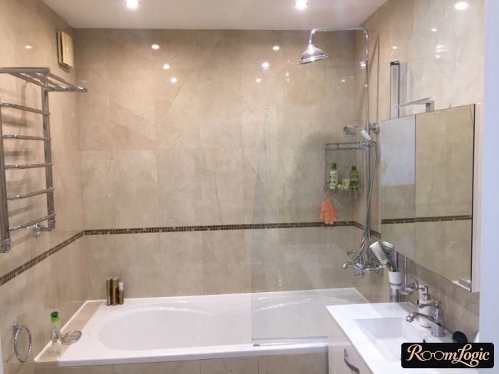 Real design of a small bathroom without a toilet