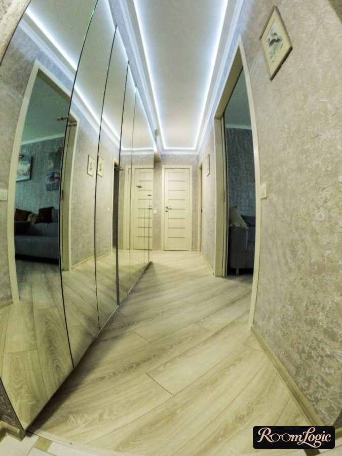 real photo of a modern designed hallway in an apartment