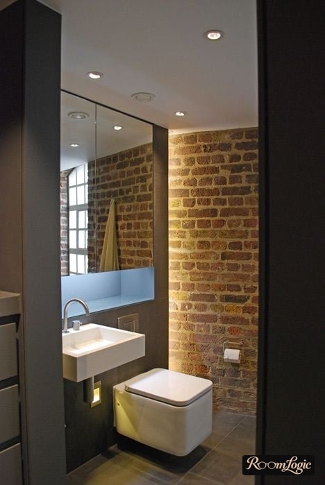 red brick in the bathroom