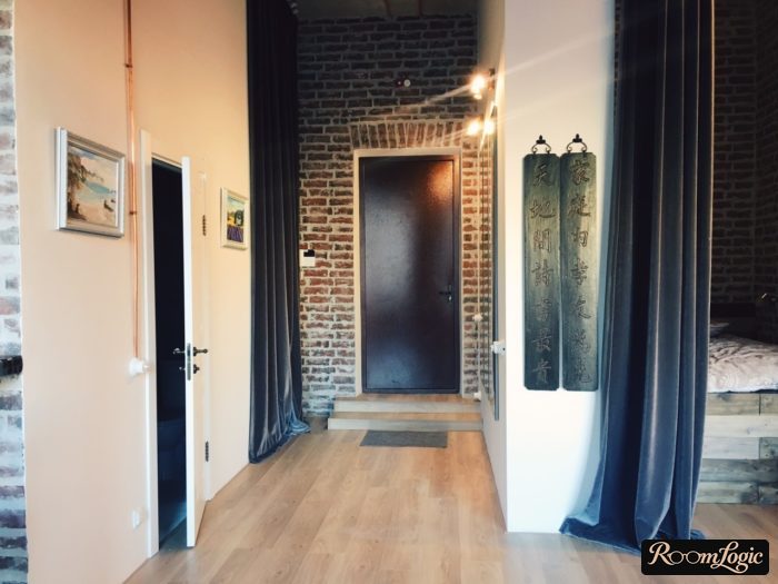 red brick on the wall with an entrance door