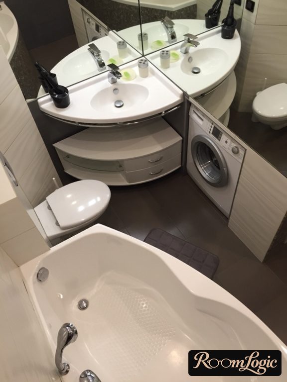 remodel of small bathroom with toilet and washer