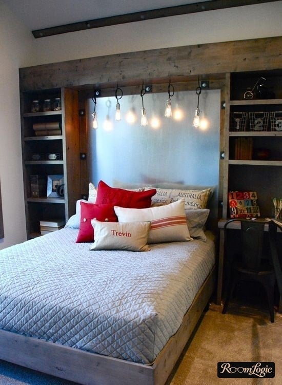 retro loft style lamps in a teenage boy's room