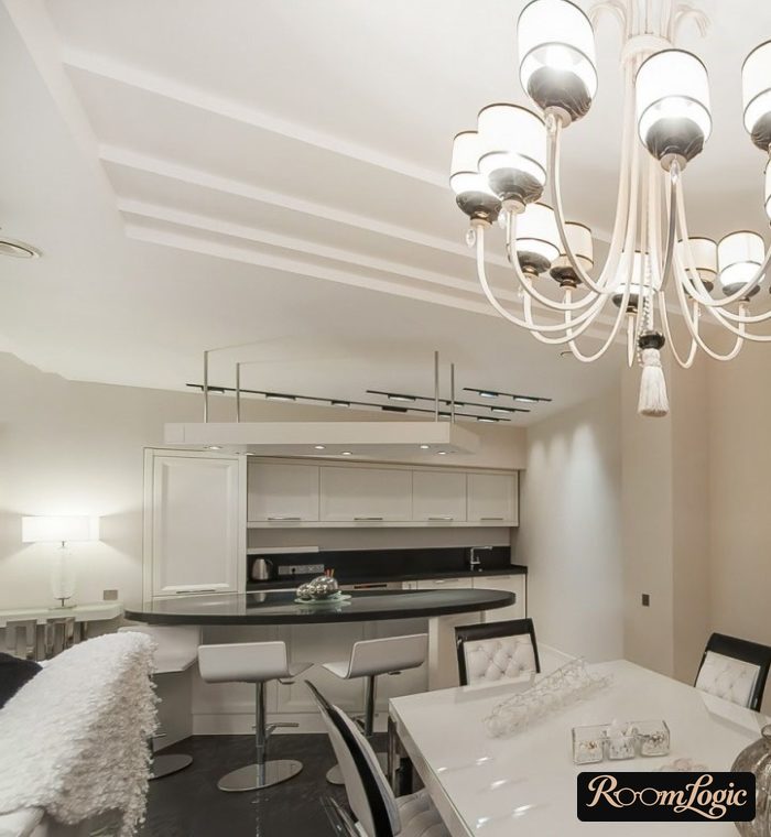 round breakfast bar in a classical style kitchen