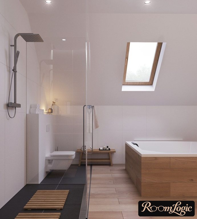 scandinavian bathroom on the attic floor