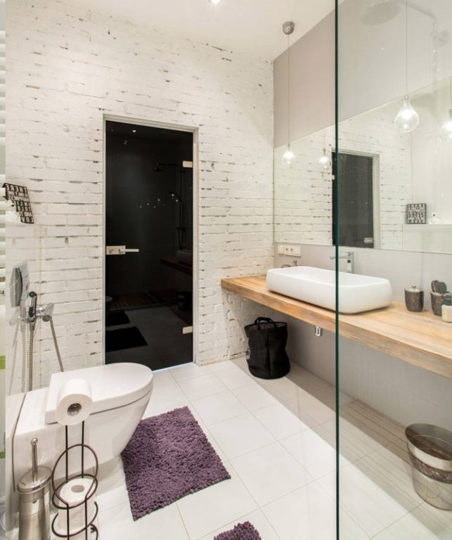Scandinavian combined-bathroom design – interior, bathroom