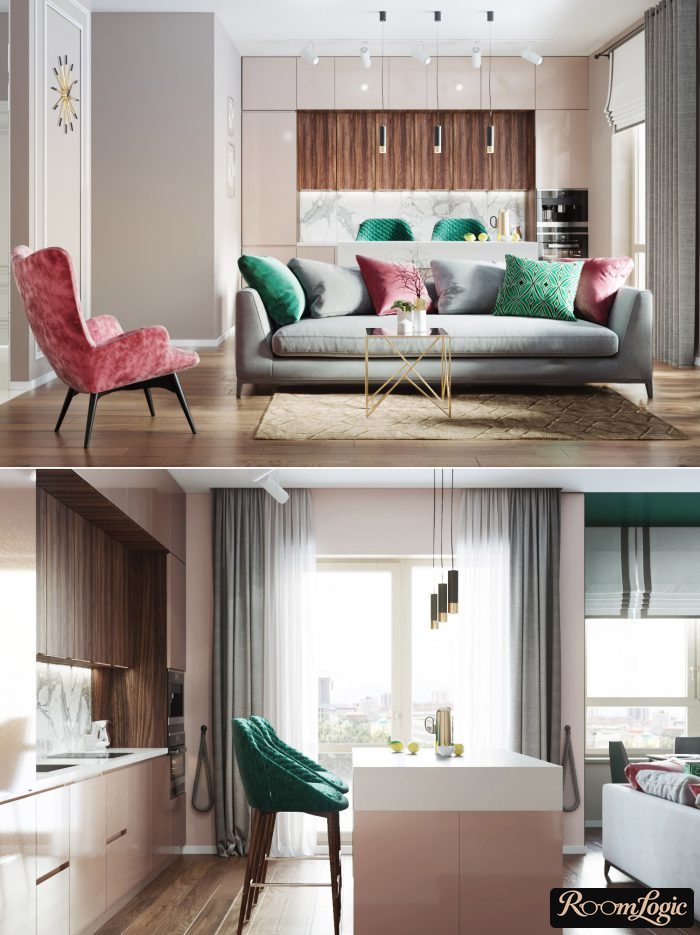 scandinavian interior with bright accents