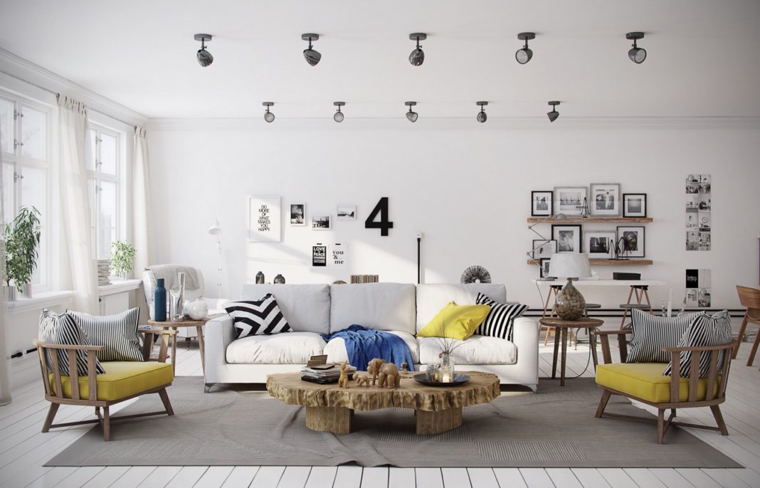 Scandinavian style in a living room interior