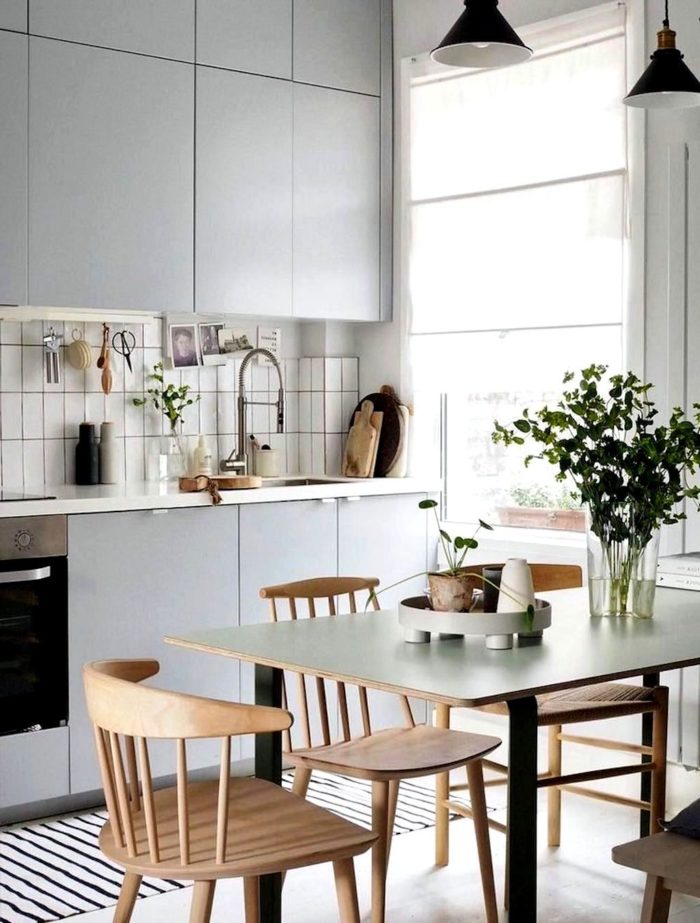 scandinavian style in small apartment kitchen interior photo