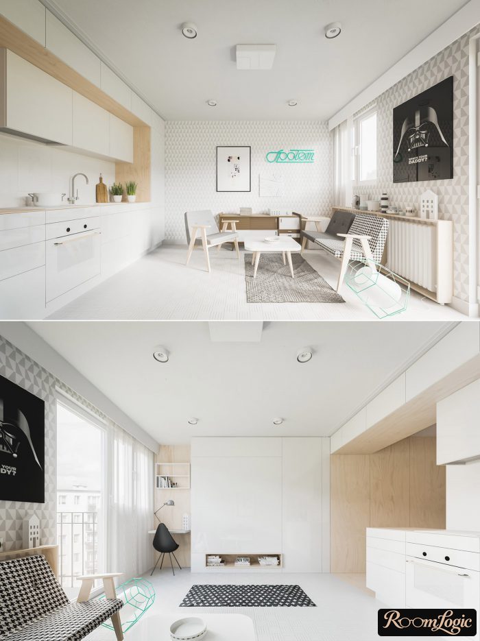 scandinavian-style wallpaper with a pattern