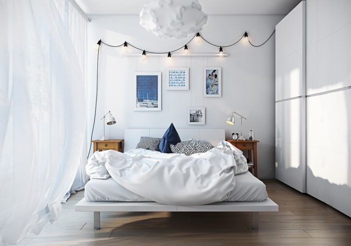 scandinavian styled bedroom