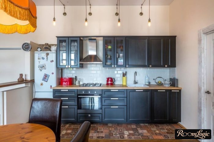 scandinavian styled kitchen with gray cabinetry