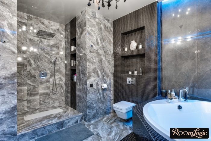 Seamless tiles in the bathroom