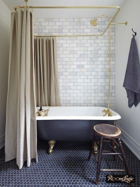 shades around oval bathtub