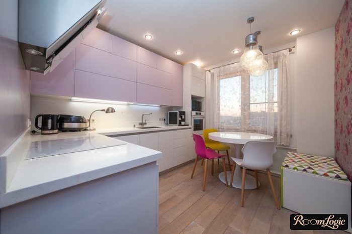 sheer curtain in modern stylish kitchen