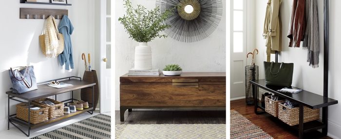 shoe rack in apartment entryway