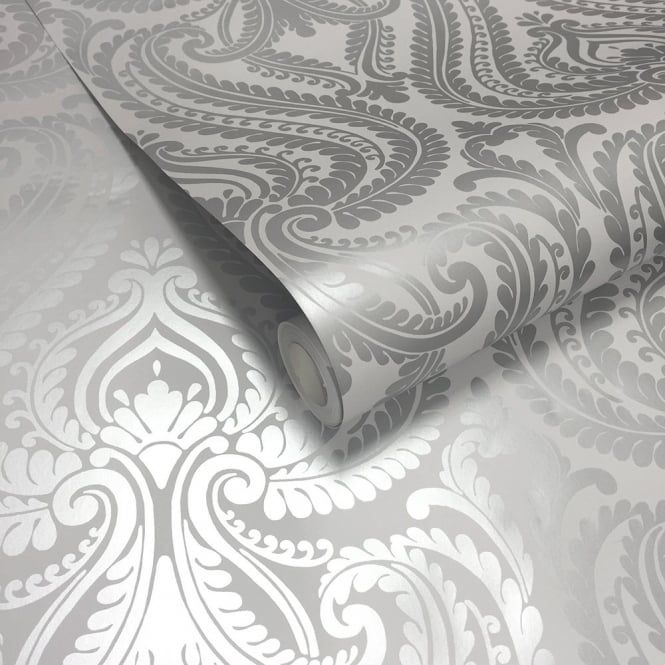silver patterned wallpaper