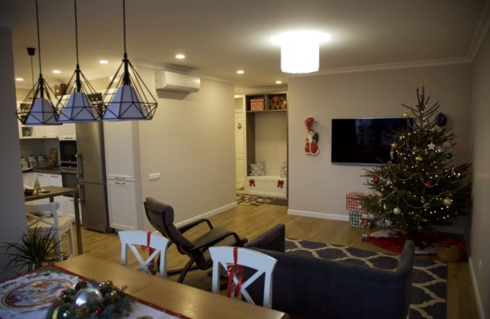 simple ceiling design in the studio apartment