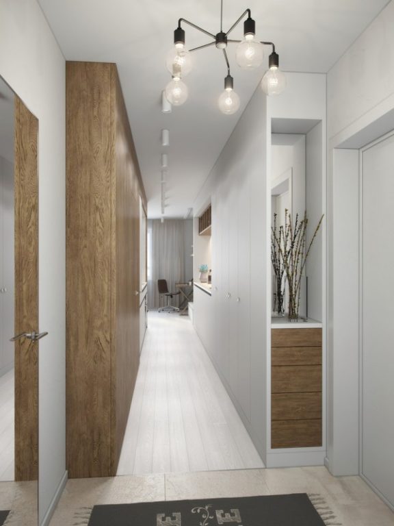 simple white stretched ceiling in the entryway