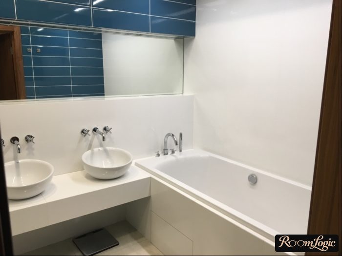 small bathroom with countertop