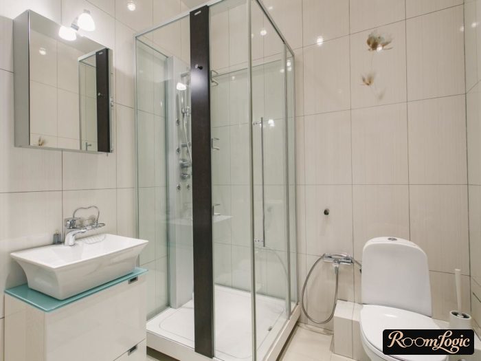 small bathroom with shower and toilet