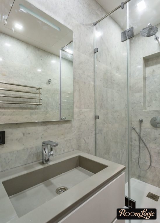 small bathroom with shower but no toilet