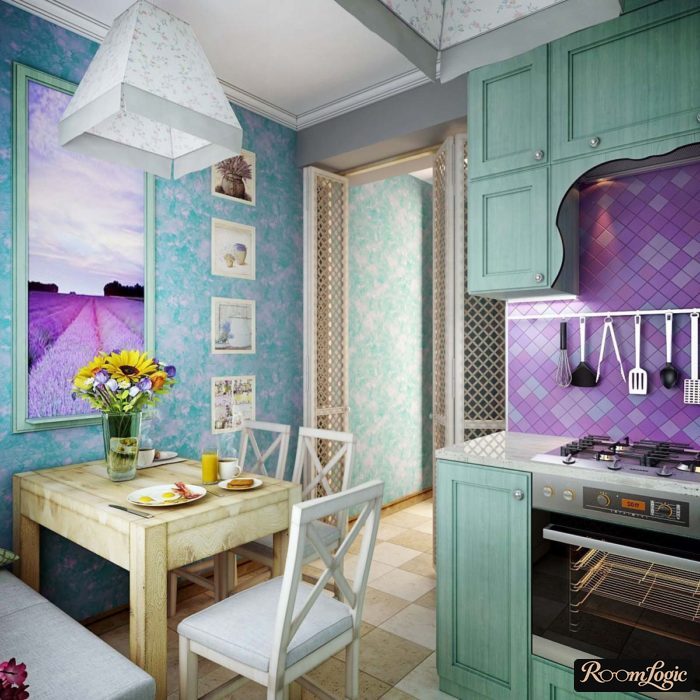 small bright kitchen in provence style