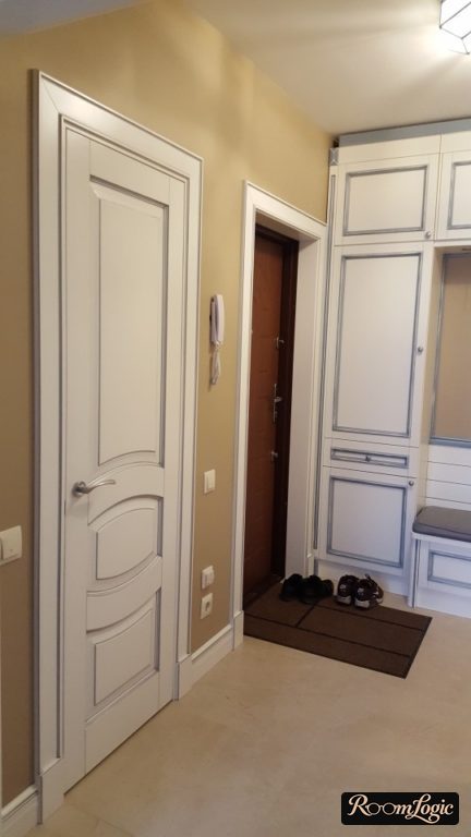 small entryway in classical style with large rug